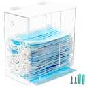 SEANADO Face Mask Dispenser Box Acrylic Glove Holder Hygiene Station with Lid for Disposable Emesis Bag, Shoe Cover and Hairnet，Wall Mount Holes or Tabletop Holder