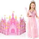 Pink Castle Backdrop Princess Birthday Standing Card Paper for Princess Party Decoration 23.58x 39 Inch Pink Royal Castle Photography Background Table Decoration for Photo Background Party Supply