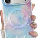 Bonoma for iPhone 17 Pro Max Case 2025 Magnetic Support for Magsafe opalescent Pearl Iridescent Glitter High-Duty Protection Shockproof Edge Cover -Blue