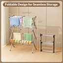 Collapsible Floor Drying Rack - Free Standing Accordion Laundry Dryer, Retractable Metal Clothes Hanger with Shoe Storage, Heavy Duty Rustproof Airer for Bathroom, Balcony & Delicates
