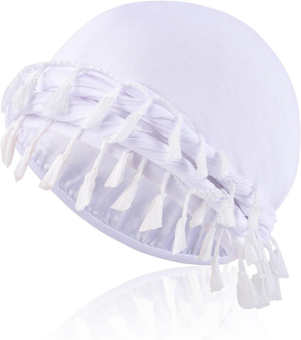 2 x Satin Lined Turban with Long Twist Straps Tassels Silky Head Wraps for Men Women Halo Head Scarf Sleeping Bonnet