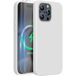 Miracase Compatible with iPhone 15 Pro Max Case, [Soft Anti-Scratch Microfiber Lining], Liquid Silicone Case Gel Rubber Shockproof Drop Protection Phone Case for iPhone 15 Pro Max(Moonlight White)