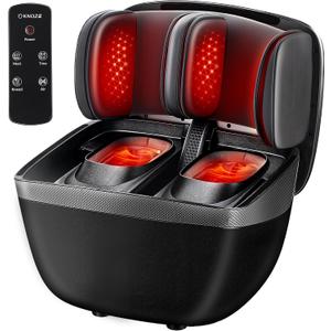 KNQZE 2 in 1 Shiatsu Foot and Calf Massager with Heat, Ottoman Foot Massager for Plantar Fasciitis, Neuropathy, Foot Pain Relief, FSA Eligible HSA Store, Father Day Gift for Men, Up to Men Size 12