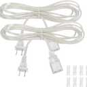 2 Pack Clear Extension Cord with UL-Certified, 10 Feet Male to Female Extension Cords, 2 Prong Thin Extension Cord, Power Cable for Light Fixtures, 2 x 18AWG 10A/125V