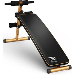 FitGoods Sit Up Bench, Adjustable Workout Bench for Ab Exercise, Curved Incline/Decline Slant Bench, Five Adjustment Levels, Great Home Gym Workout Equipment for Building Abs and Core Muscles