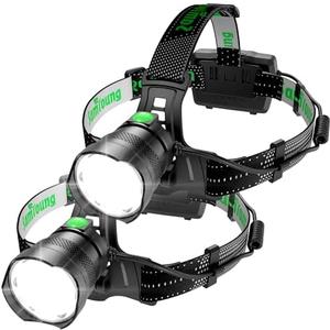 2PCS Bright LED Headlamp 1000LM Induction Function, 7 Modes Long Lasting Battery Life Head Lamp, IP67 Waterproof Zoom LED Headlamp, 90° Adjustable for Outdoor Indoor Camping Running Hunting Car Repair