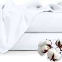 Royale Linens 100% Organic Cotton Twin 2 Pack Flat Sheet Only - Super Soft - Percale Top Sheets - Twin Flat Sheet Sold Separately - Breathable, Cool & Crisp White Sheets Only (66" x 96", White)