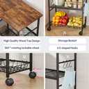 SWTYMIKI Rolling Kitchen Microwave Cart - 3 Tier Microwave Table Stand with Storage Basket and Hooks, Kitchen Utility Cart on Wheels, Coffee Cart Shelf Rack Organizer for Living Room Office, Balcony