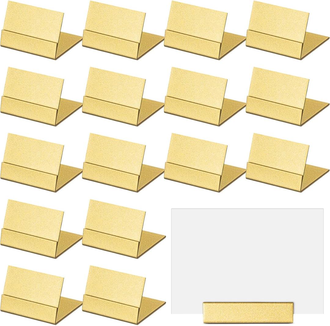 Yaocom 24 Pcs Small Table Number Holders Metal Place Card Holder Vintage Mini Table Number Name Card Display Stand for Wedding Memo Reception Photo Picture Party Restaurant, 1.4 x 1.3 x 1 Inch (Gold)