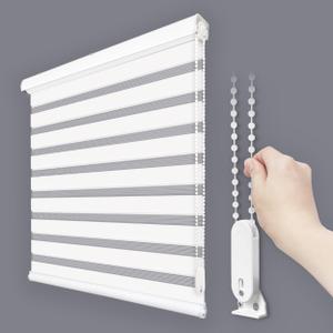 Foiresoft Zebra Blinds for Windows, Day Night Dual Layer Roller Shades for Windows, Adjustable Privacy, Inside or Outside Mount [W24 x H48 Inch, White]