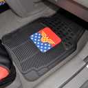 2 x BDK Warner Bros DC Comics Classic Wonder Woman Car Accessories Floor Mats - Universal Fit, No-Slip Grip, All Weather Heavy Duty Rubber Liners, 2-Piece Front Car Mats, 27 x 18