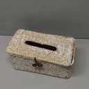 Sumnacon Rectangle Natural Seagrass Tissue Box Cover,Woven Tissue Box with Bottom,Farmhouse Tissue Box Holder for Living Room Bathroom Vanity Toilet Table Desk Countertop Office Car,Whitewash (Medium)