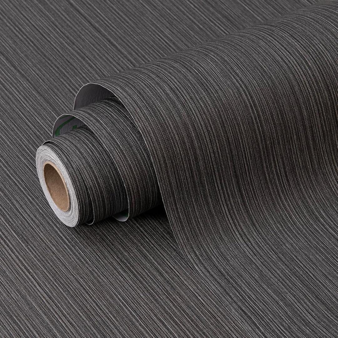 FUKU MON Dark Gray Vinyl/PVC Grasscloth Textured Wallpaper 24" X 394" Fabric Contact Wall Paper Linen Peel and Stick Self Adhesive for Walls Cabinets Bedroom Counter Top Liners Fireplace FUKU MON Dark Gray Vinyl/PVC Grasscloth Textured Wallpaper 24" X 394" Fabric Contact Wall Paper Linen Peel and Stick Self Adhesive for Walls Cabinets Bedroom Counter Top Liners Fireplace