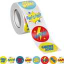 Reward Stickers for Teachers.1000 PCS Superhero Stickers for Kids in 8 Designs.1Inch School Stickers on Sheets.Teacher Supplies for Classroom, Motivational Stickers, Classwork Award Stickers