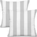 Grey and White Striped Decorative Throw Pillow Covers 18x18 Inch, Set of 2 Boho Farmhouse Cushion Cases for Sofa Couch Living Room Outdoor Patio, Modern Home Decor