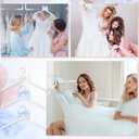 Bride Bridal Bridesmaid Hanger with Maid of Honor White Wooden Wedding Dress Hanger with White Bow and Pink Blue Bow for Bridal Party Shower Wedding Gift (Blue)