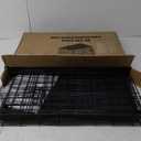FDW Dog Crate for Small Dogs 24 Inch Folding Metal Wire Pet Cage Double Door W/Divider Panel Indoor Outdoor Kennel Leak-Proof Plastic Tray,Black