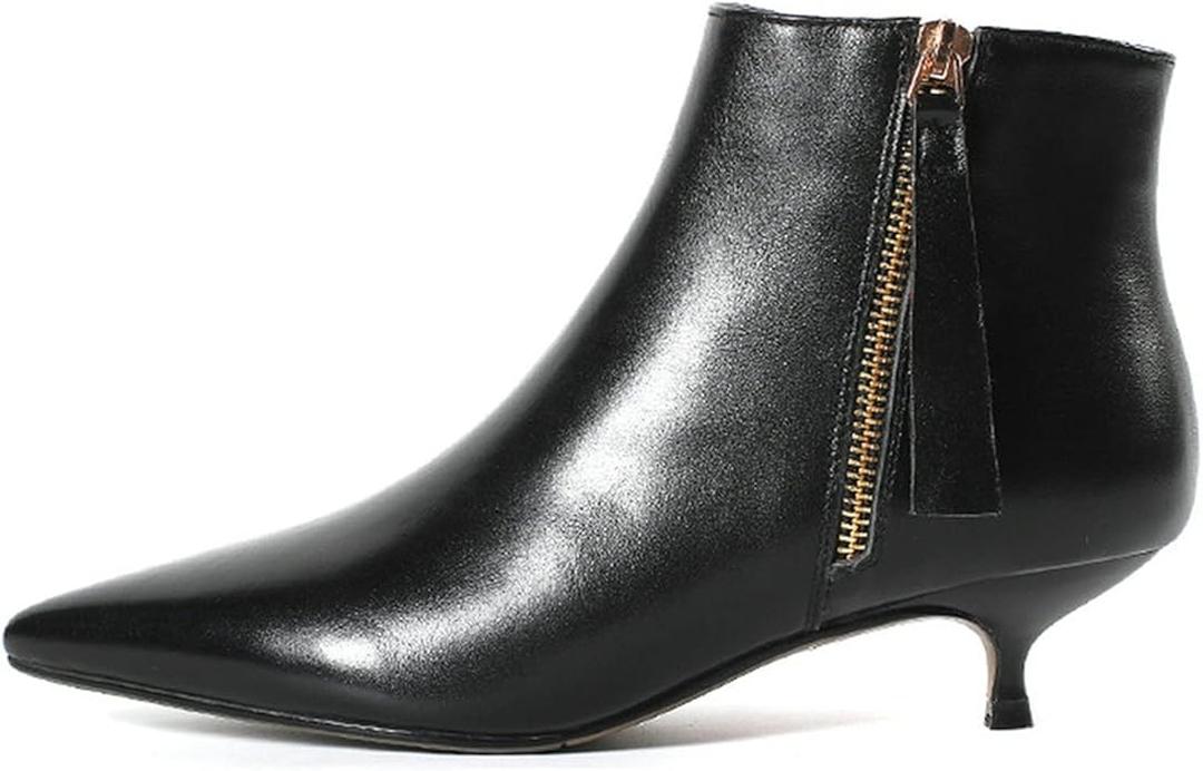 BMLDCWSE Loafers For Women Cow Leather Low Heels Ankle Boots for Women Stylish Office Dress Shoes in Black and White for Spring Autumn, (Black, Size 10)