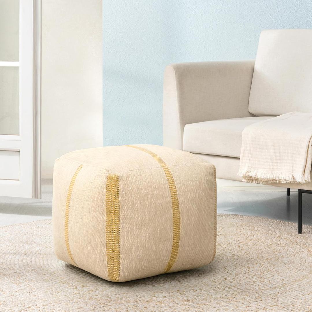 Anji Mountain 100% Handmade & Handcrafted Comfortable Home Dcor Pouf Ottoman Footrest for Living Room, Bedroom, Nursery, Kidsroom, Patio Furniture - (20" x 20" x 20" - Croissant)