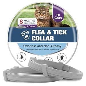 UDyoude Flea Collar for Cats, Cat Flea and Tick Collar, Cat Flea Collars, Kitten Tick Collars, Adjustable 8 Months Protection (Pack of 2)