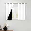 BGment Short 100% Blackout Curtains - 30 Inch Curtains for Small Window with Black Liner, Thermal Insulated Double Layer Noise Reducing Grommet Curtain for Kitchen (42 x 30 Inch, Pure White, 2 Panels)