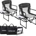 2 Pack Oversized Camping Chair Directors Chairs with Side Table