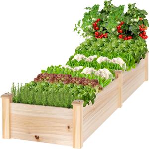 MIXC 82ft Wooden Horticulture Raised Garden Bed Divisible Elevated Planting Planter Box for Flowers/Vegetables/Herbs in Backyard/Patio Outdoor, Natural Wood (96L X 24W)