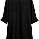 Bianstore Women's Oversized Linen Shirts Blouses Tops Long Sleeve High Low Button Up Shirts S