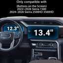 For 2PCS Glossy Tempered Glass 2022 2023 2024 2025 2026 GMC Sierra 1500 & 2024 2025 2026 Sierra 2500 3500 13.4 Inch Touchscreen & 12.3 Inch Dashboard (Buttons on the Screen) Screen Protector