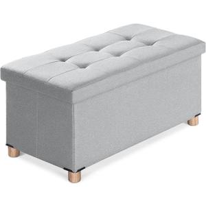 BRIAN & DANY 30 Inches Folding Storage Ottoman Bench, Ottoman with Storage Bench for Bedroom, Living Room, Entryway, Foot Rest with Legs, Light Gray (30"D x 15"W x 15"H, Light Grey)