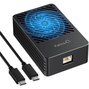 NEWQ 10GbE Ethernet Adapter with Smart Self-Control Cooling Fan, High-Speed RJ45 Network Compatible with Thunderbolt 3 & 4, Plug and Play for Mac, Driver for Windows, Supports 10/5/2.5/1Gbps 100Mb/s