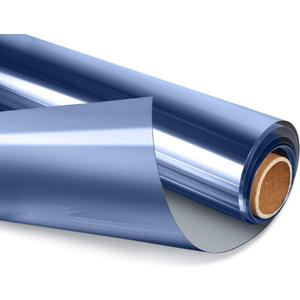 HIDBEA Window Film Daytime Privacy, Heat Control Sun Blocking Anti UV One Way Mirror Window Tint for Home, Non-Adhesive Self Static Cling Window Stickers (Blue-Silver, 35.4 Inch × 6.5 Feet), Pack of 2