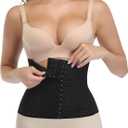 Waist Trainer for Women Corset Shapewear Tummy Control Body Shaper Hourglass Figure Postpartum Belly Band Wrap (Black, L)