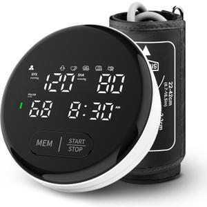 Blood Pressure Monitor Automatic Upper Arm Monitors for Home Use Adjustable Cuff 8.7-16.5 in with Voice Function Large Backlit Display 2x120 Sets Memory Compact Machine with Storage Bag