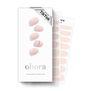 ohora Semi Cured Gel Nail Strips (N Basic Nails no.11) - Nude, Solid, Works with Any UV/LED Lamps, Salon-Quality, Long Lasting, Easy to Apply & Remove - Includes 2 Prep Pads, Nail File & Wooden Stick