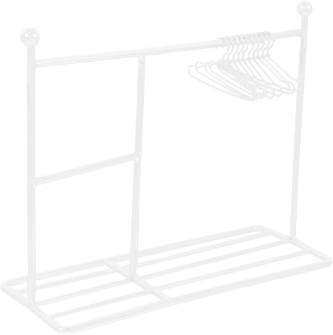 Milisten 1 Set Miniature Clothes Hanger Doll Furniture Display Upgraded Rack and Mini Clothes Hangers for Dollhouse Decoration and Storage