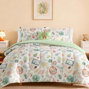 Full Size Comforter Set for Girls - 4 Pieces Forest Friends Full Bedding Sets for Kids,1 Comforter, 2 Shams and 1 Decor Pillow
