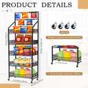 DoubleFill 2 Set 5 Tier Snack Display Rack with 15 Hooks & Wheels, Metal
