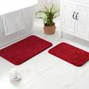 MIULEE Red Bathroom Rugs Set 2 Piece, Soft Absorbent Microfiber Bath Mat Set, Non Slip Quick Dry Machine Washable Plush Shaggy Bath Rugs for Bathroom Floor, Tub and Shower, 20"x30"+16"x24"
