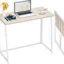 WOHOMO Folding Desk, Small Foldable Desk 39.4" for Small Spaces, Space Saving Computer Table Writing Workstation for Home Office, Easy Assembly, Oak (Large Size:39.4 x 15.7, Beige)