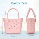 Small Rubber Tote Bag Waterproof Beach Bag with Strap Cute Beach Crossbody Tote For For Little Girls & Women (Pink)