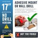 17" Strong Adhesive (No Drill) Magnetic Knife Holder for Wall - Professional Knife Strip - No Screws Needed - Adhesive Backing - Stainless Steel Knife Bar (Upgraded Version – Will Not Fall)