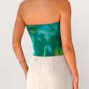 MASCOMODA Women Floral Tube Top Summer 2026 Cute Strapless Crop Mesh Going Out Tops Y2K Ruched Bandeau Beach Vacation Clothes (Green, S)