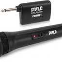 Pyle Portable VHF Wireless Microphone System - Professional Battery Operated Handheld Dynamic Unidirectional Cordless Microphone Transmitter Set W/Adapter Receiver, for PA Karaoke DJ Party, Black