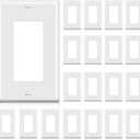 BESTTEN 20 Pack Receptacle Wall Plate, 1-Gang Standard Size Decorator Outlet and Switch Cover, Unbreakable Polycarbonate, H4.53 x W2.76, UL Listed, White