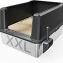 XXL Stainless Steel Cat Litter Box Extra Large 28"x20.5"x14" Metal Litter Box High Sides for Big Cats&Multiple Cats, Jumbo with lid Easy to Clean, No Odor, Anti-Urine Leakage, Non-Sticky (XX-Large, Gray)