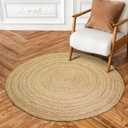 HUAHOO Jute Rug - Natural Hand Woven Jute Area Rug, 2' Round Rugs for Outdoor and Indoor, Farmhouse Rug for Dining Room Kitchen, Living Area, Under Table (Natural, 2ft Round)
