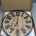 Large Wall Clock 20IN, Silent Metal Wood Style Wall Clocks Battery Operated for Living Room Decor, Farmhouse Big Wall Clock, Outdoor