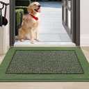 BEQHAUSE Indoor Door Mat 24" x 36", Dirt Trapper Door Mats Non-Slip Entryway Rugs Washable, Resist Dirt Absorbent Welcome Mat, Low Profile Floor Mats for Front Back Door and Entryway, Green