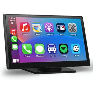 7" HD Portable Wireless Carplay Screen for Car, Touch Double Din Car Stereo with Apple Car Play & Android Auto, GPS, Voice Control, Mirror Link, Bluetooth Hands-Free, Multimedia Player for Vehicles